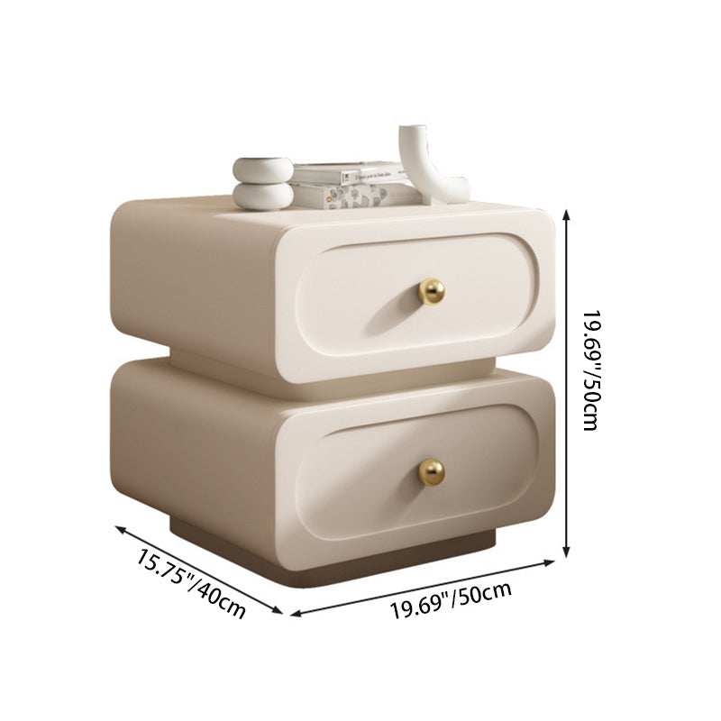 Scandinavian Microfiber Leather Nightstand — Light Gray + White