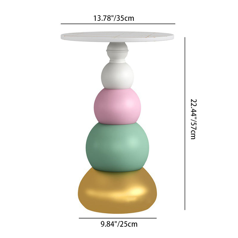 Scandinavian Sintered Stone Coffee Table — White Table Top + Black Base