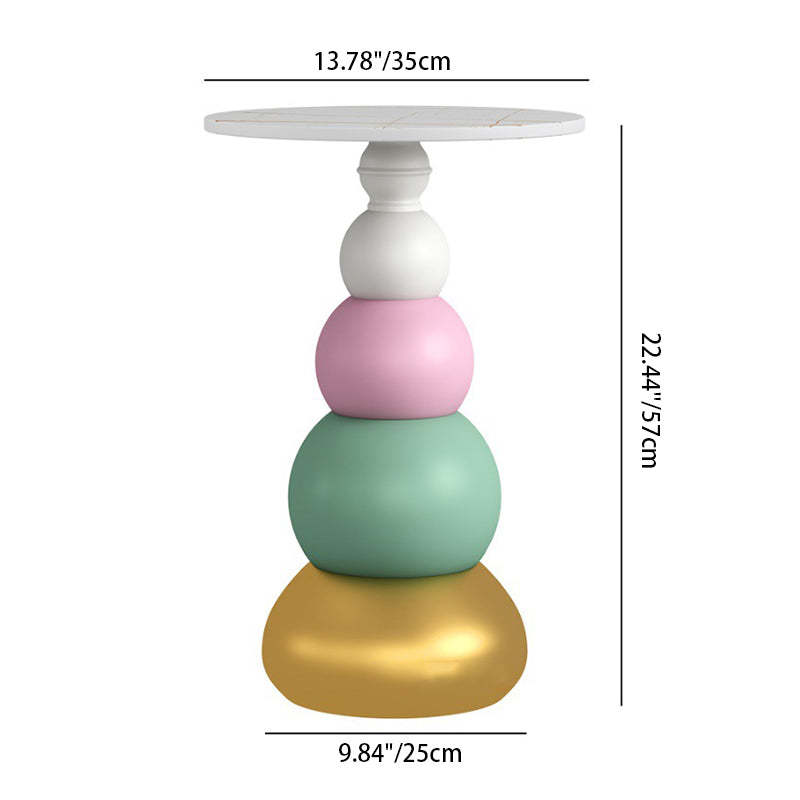 Scandinavian Sintered Stone Coffee Table — White Table Top + Black Base