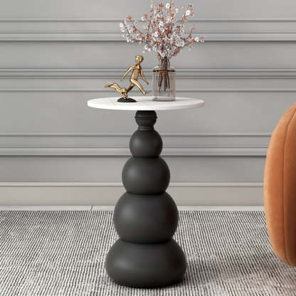 Scandinavian Sintered Stone Coffee Table — Black Table Top + Colored Base