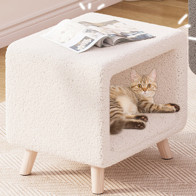 French Wool Wood Nightstand 1-Cabinet