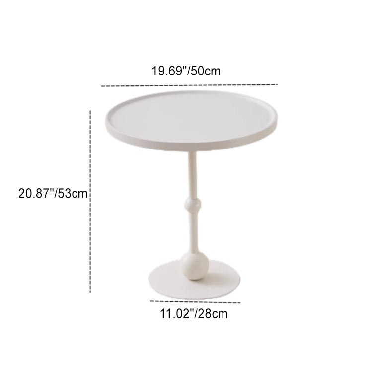 Nordic Glass Top Steel Base End Table — Brown Table Top + White Iron Base