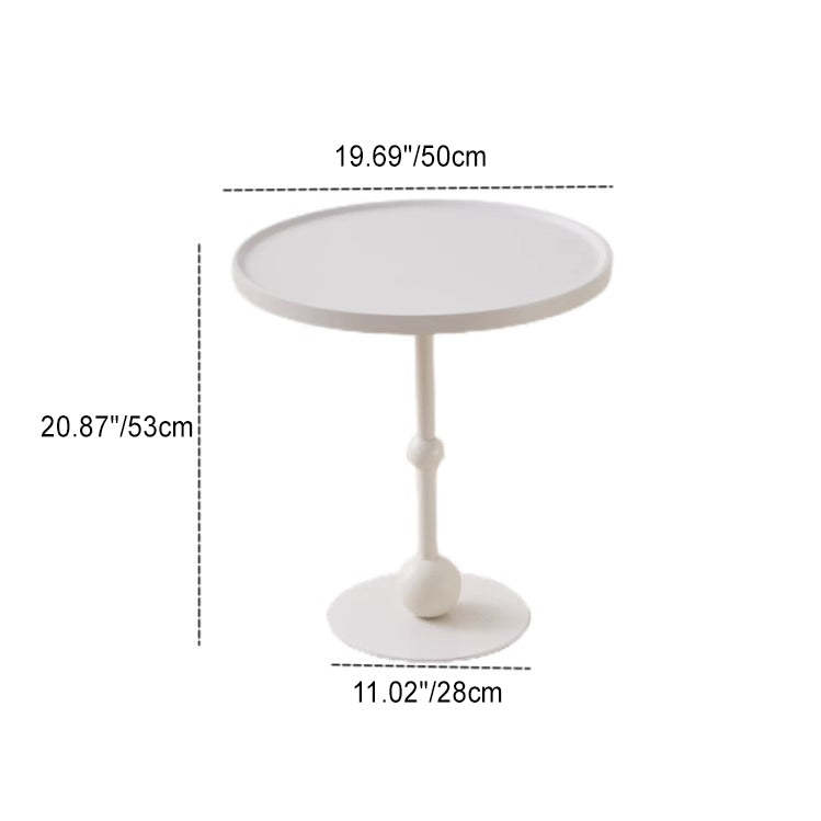 Nordic Glass Top Steel Base End Table — Brown Table Top + White Iron Base