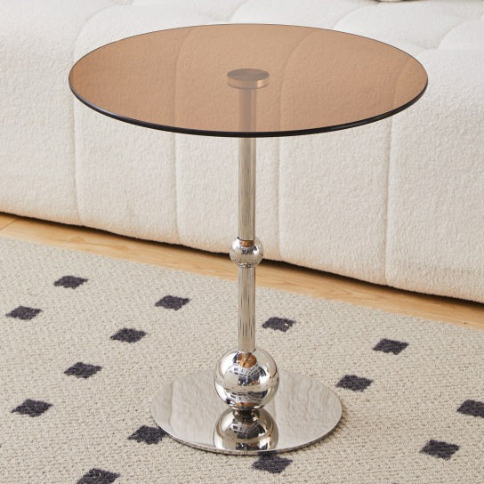 Nordic Glass Top Steel Base End Table