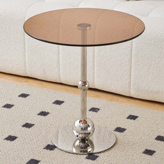 Nordic Glass Top Steel Base End Table