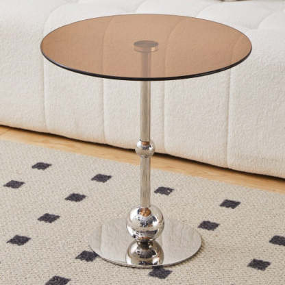 Nordic Glass Top Steel Base End Table