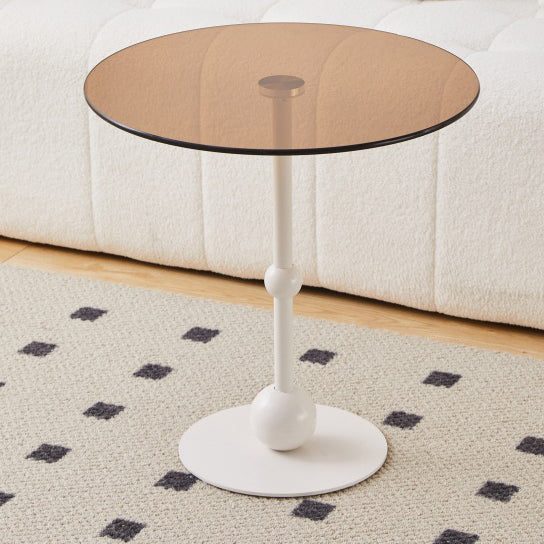 Nordic Glass Top Steel Base End Table