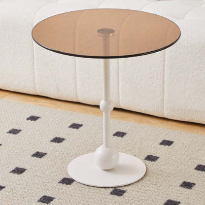 Nordic Glass Top Steel Base End Table