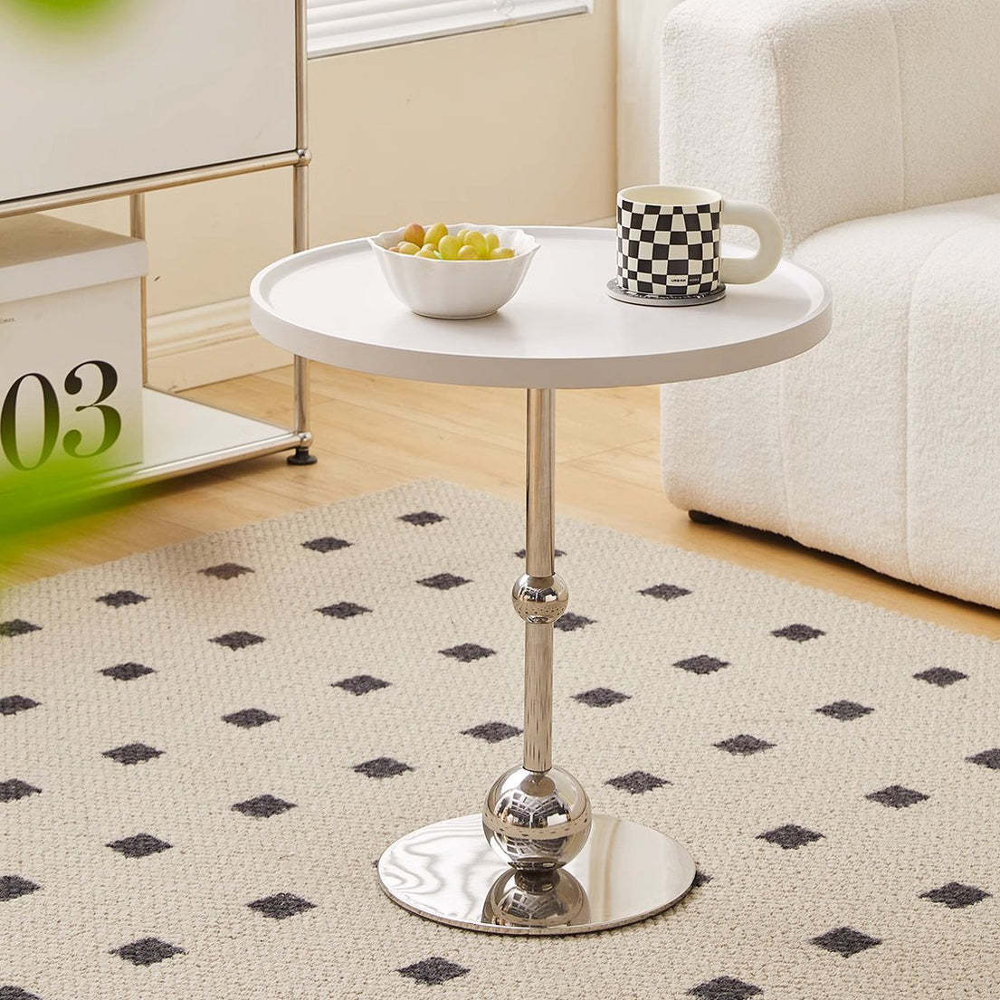 Nordic Glass Top Steel Base End Table