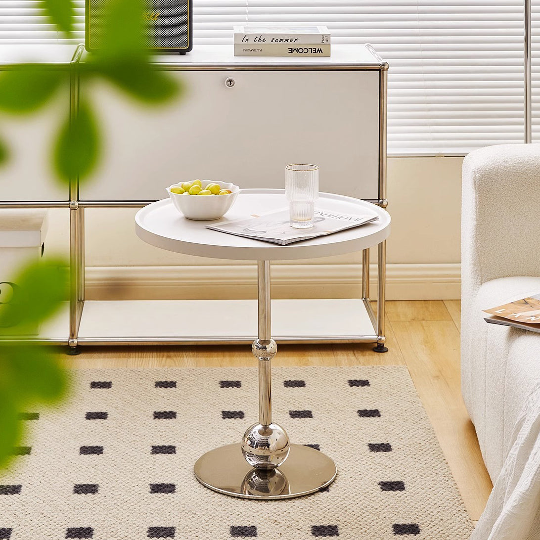 Nordic Glass Top Steel Base End Table