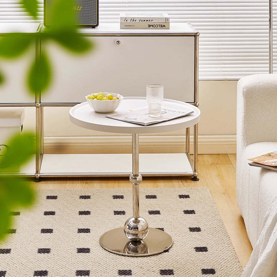 Nordic Glass Top Steel Base End Table
