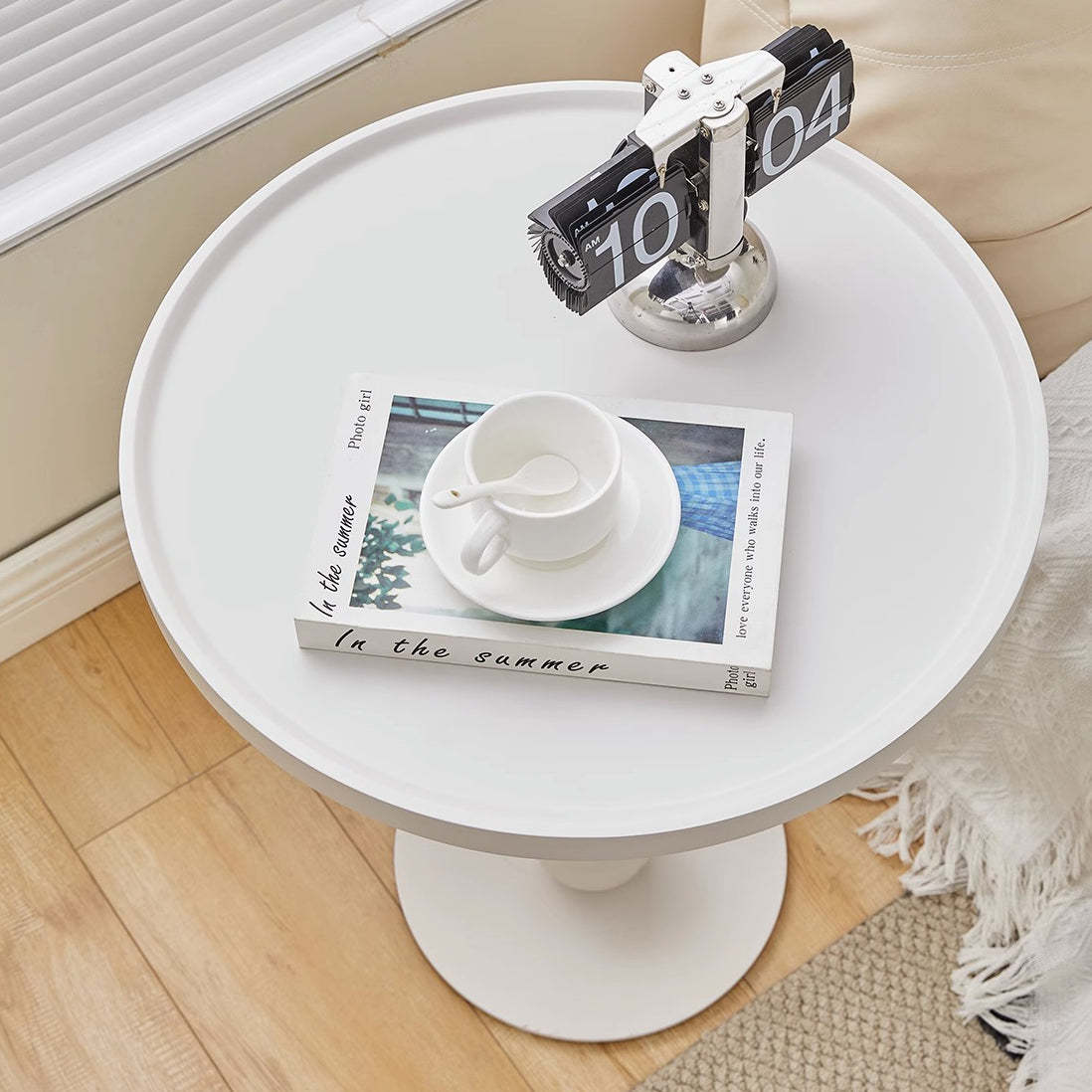 Nordic Glass Top Steel Base End Table