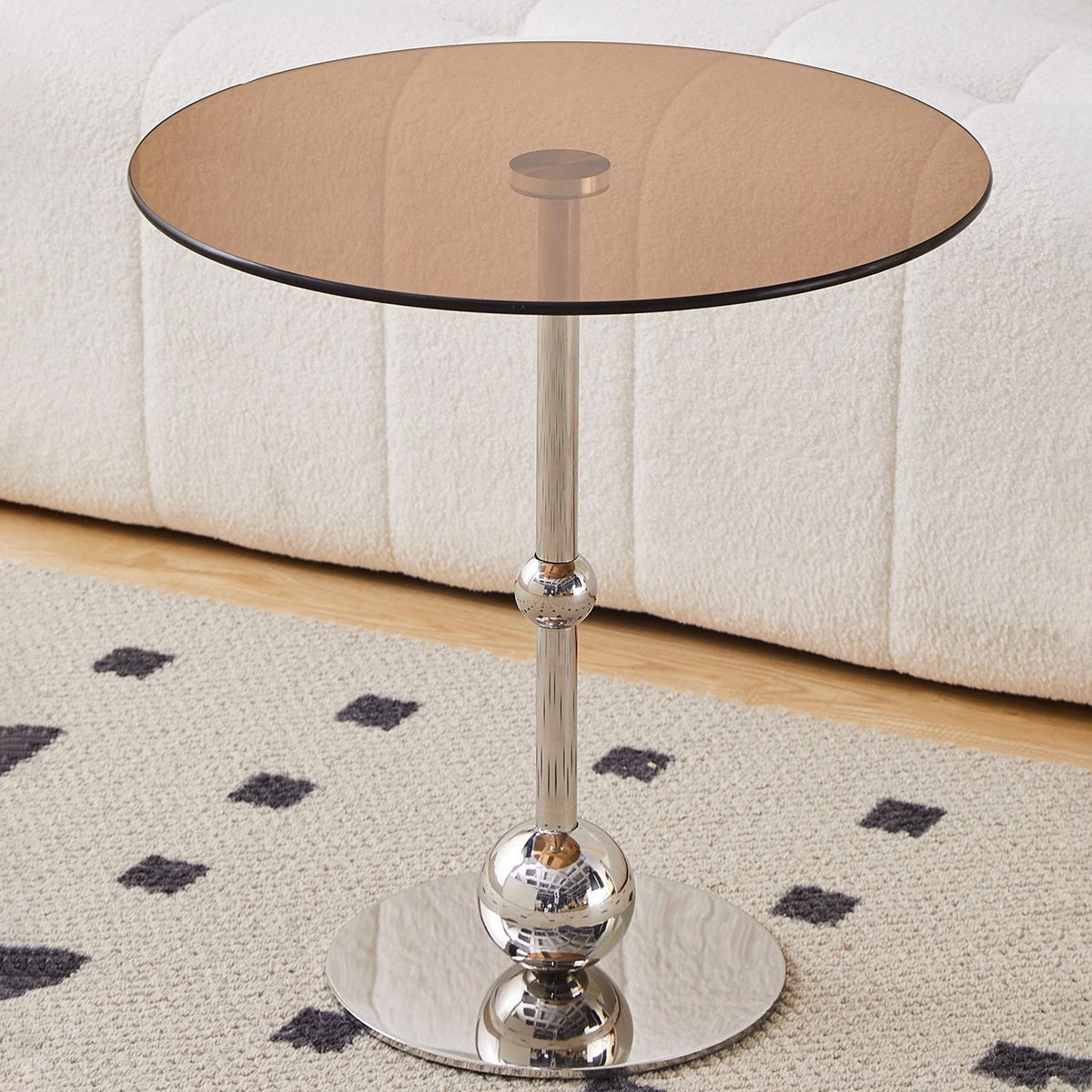 Nordic Glass Top Steel Base End Table