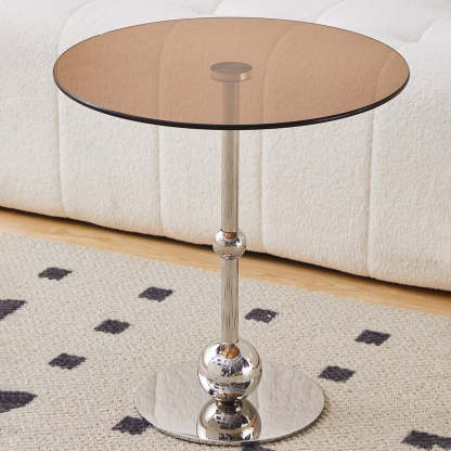 Nordic Glass Top Steel Base End Table