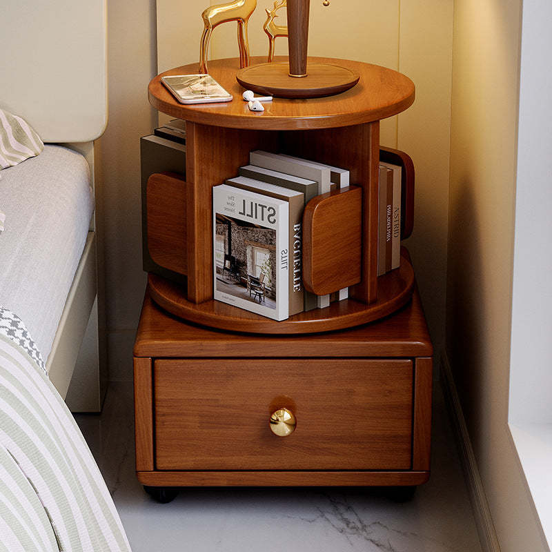 Wood Rotating Storage End Table