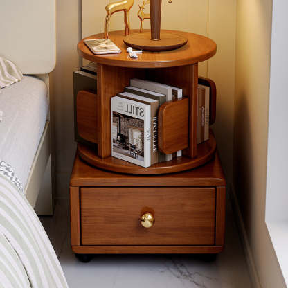 Wood Rotating Storage End Table