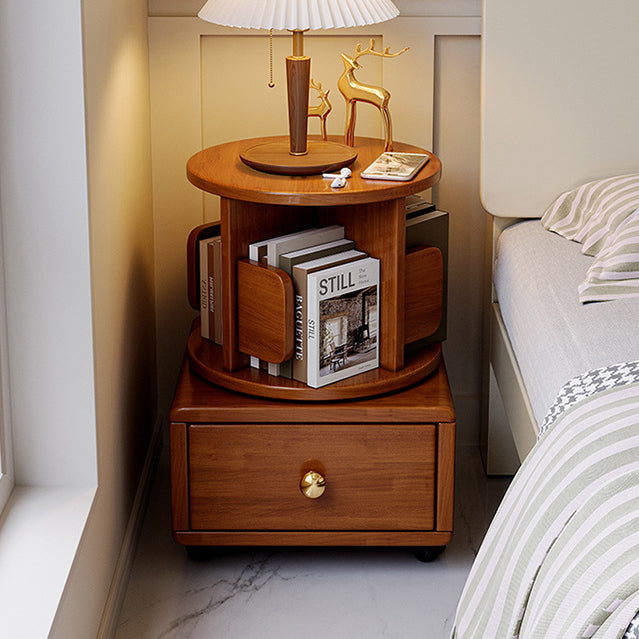 Wood Rotating Storage End Table