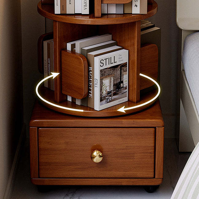 Wood Rotating Storage End Table