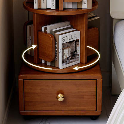 Wood Rotating Storage End Table