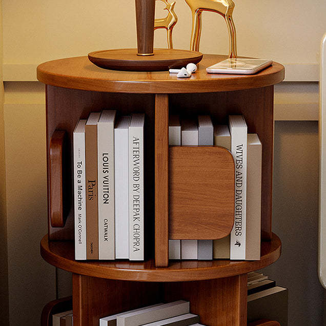 Wood Rotating Storage End Table