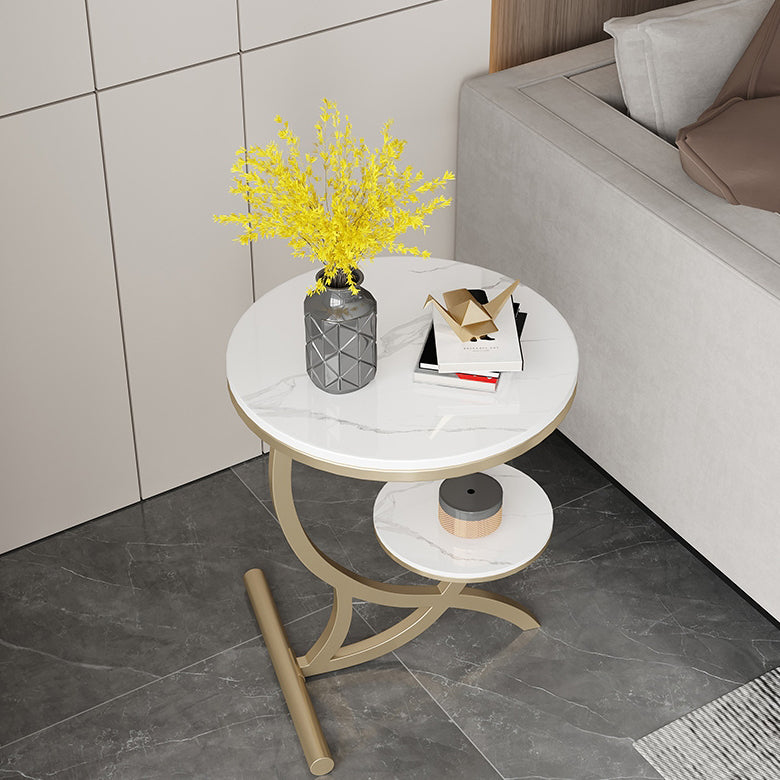 Sintered Stone Arc Metal End Table