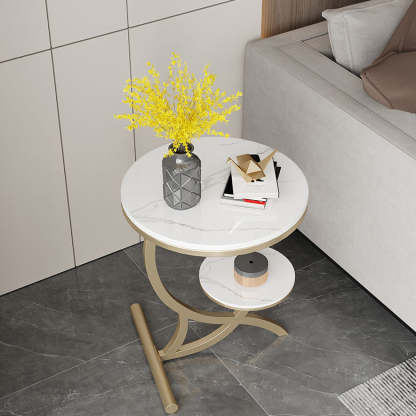 Sintered Stone Arc Metal End Table
