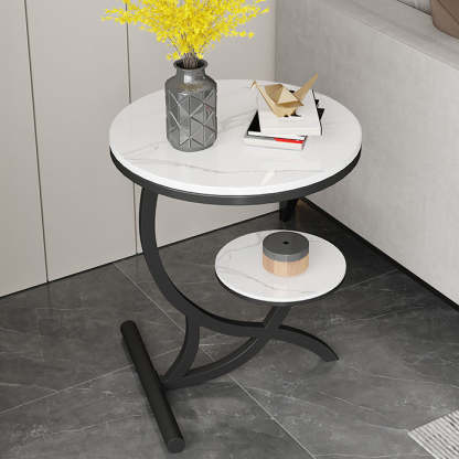 Sintered Stone Arc Metal End Table