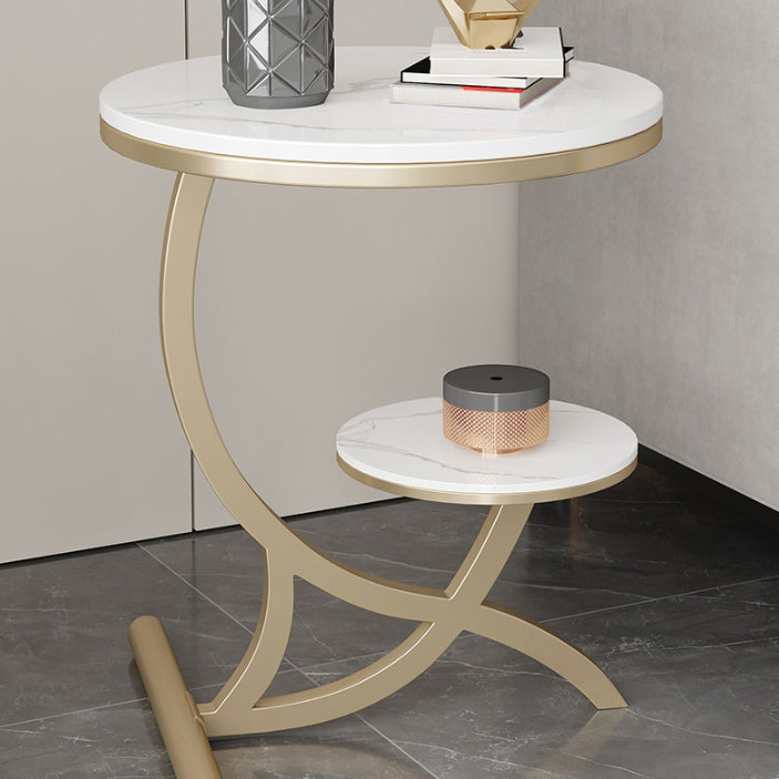 Sintered Stone Arc Metal End Table