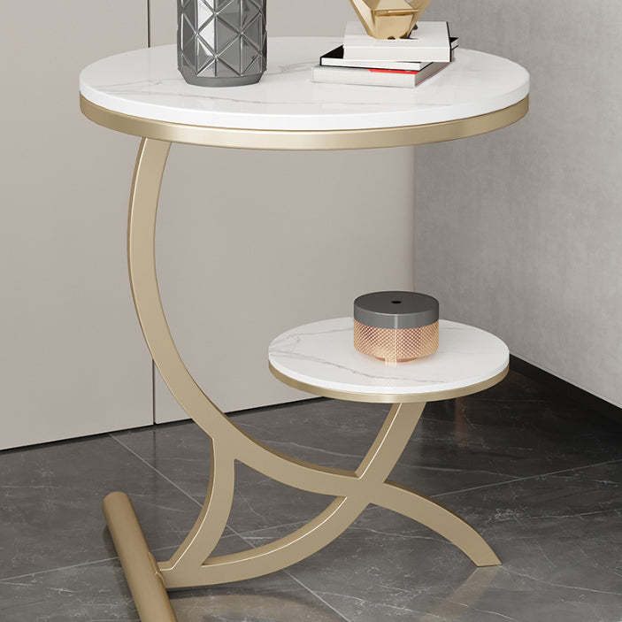 Sintered Stone Arc Metal End Table