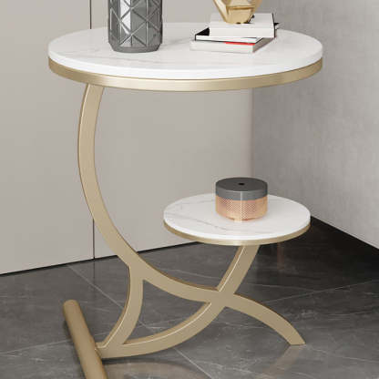 Sintered Stone Arc Metal End Table