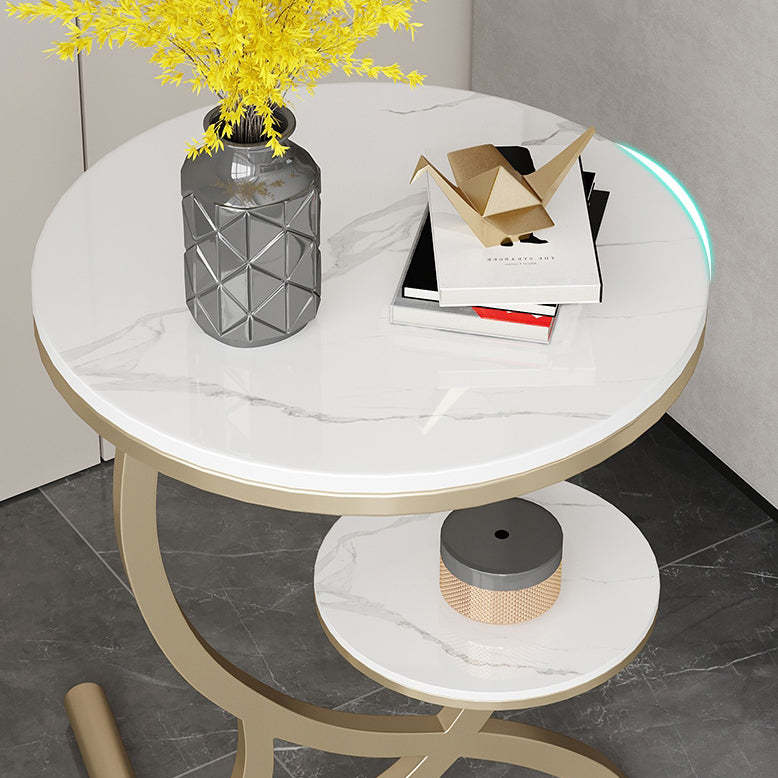 Sintered Stone Arc Metal End Table