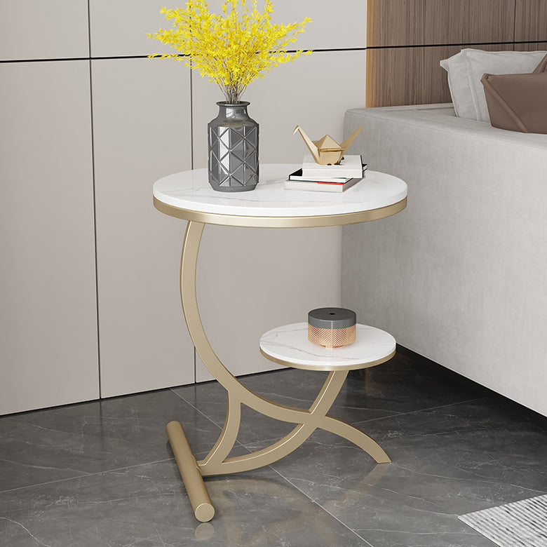 Sintered Stone Arc Metal End Table