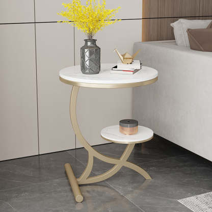 Sintered Stone Arc Metal End Table