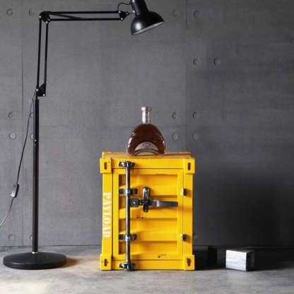 Industrial Iron Container Nightstand 2-Cabinet — Distressed Light Green