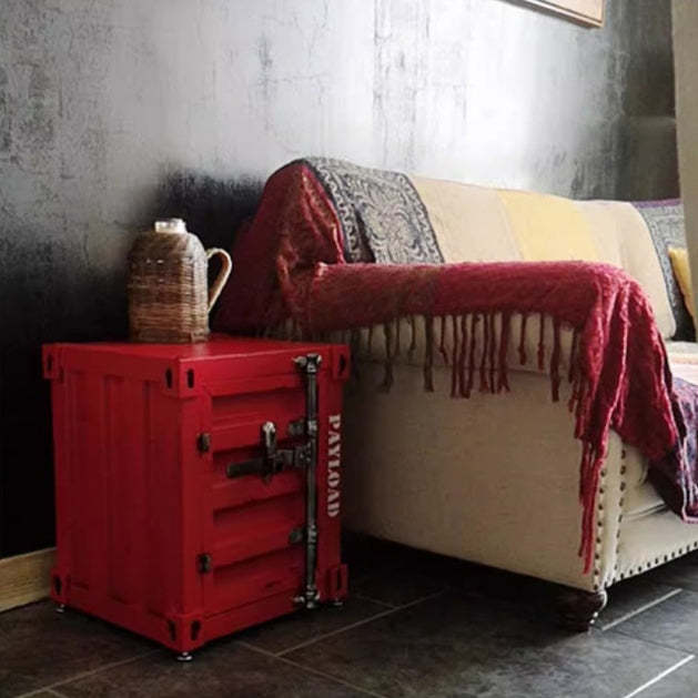 Industrial Iron Container Nightstand 2-Cabinet
