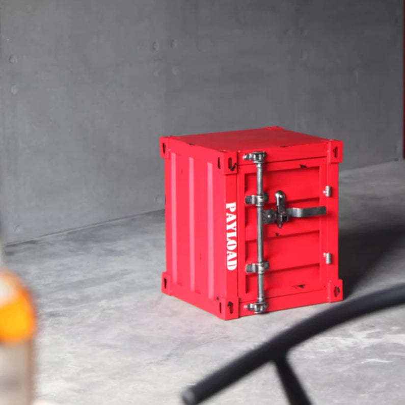 Industrial Iron Container Nightstand 2-Cabinet