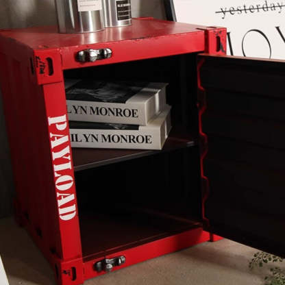 Industrial Iron Container Nightstand 2-Cabinet — Yellow
