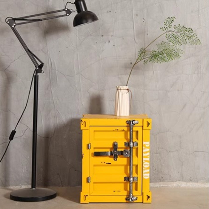 Industrial Iron Container Nightstand 2-Cabinet