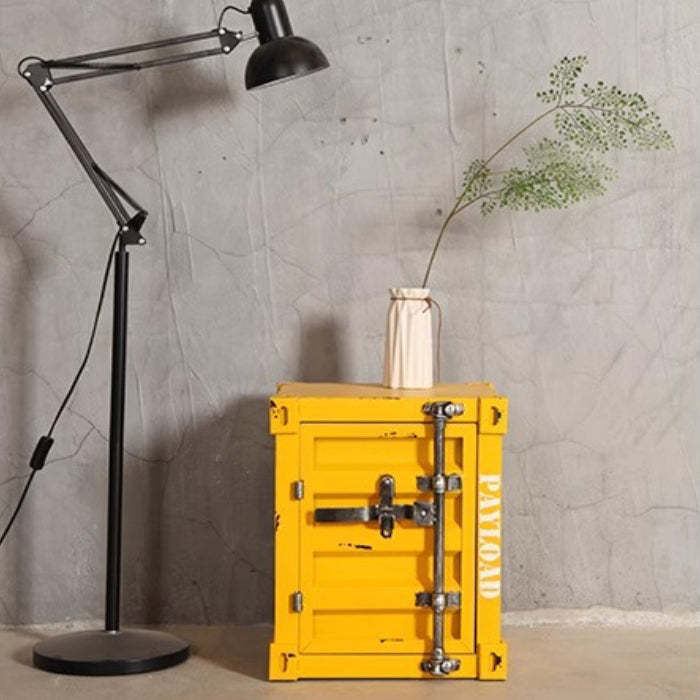 Lighom contemporary 2-cabinet container iron nightstands — Distressed Yellow