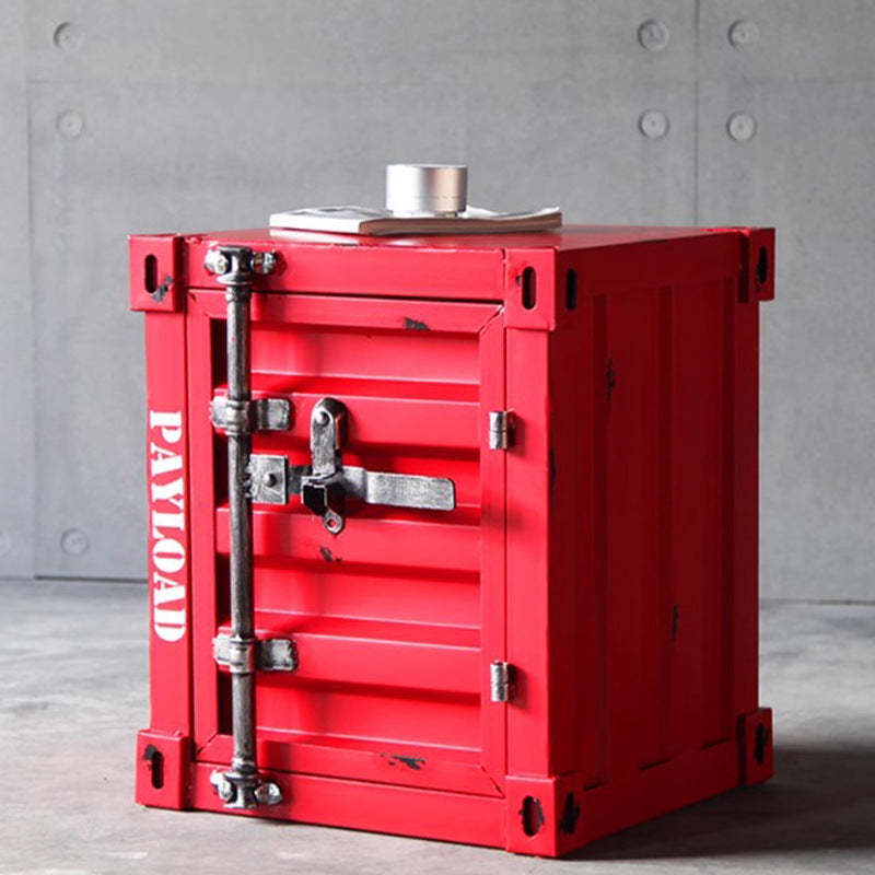 Industrial Iron Container Nightstand 2-Cabinet — Light Green