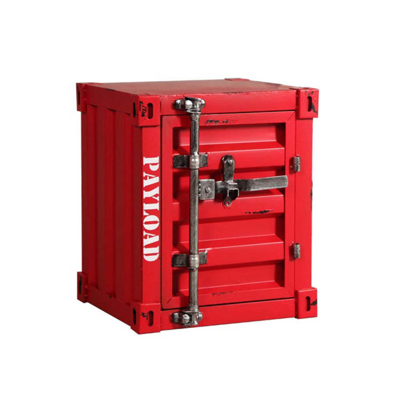 Industrial Iron Container Nightstand 2-Cabinet