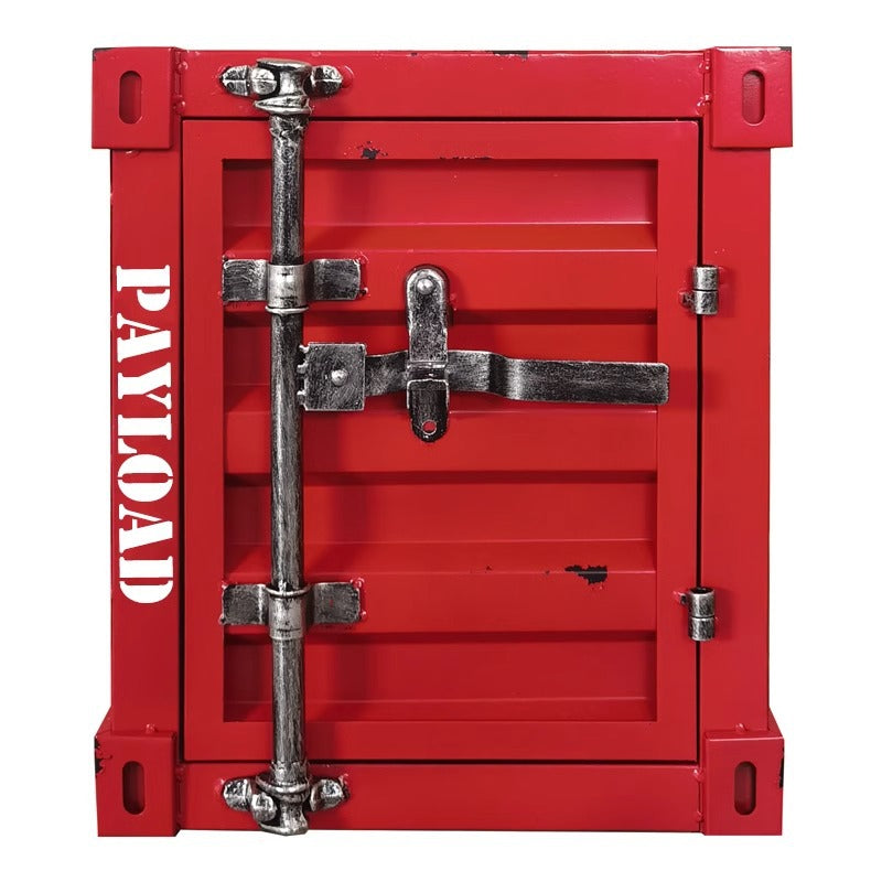 Industrial Iron Container Nightstand 2-Cabinet