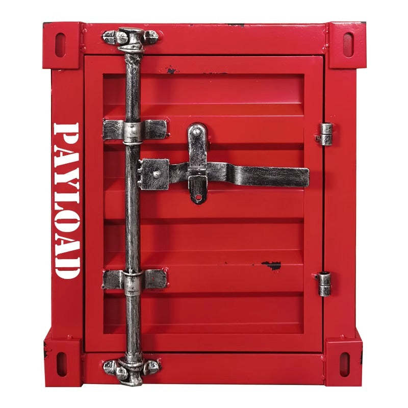 Industrial Iron Container Nightstand 2-Cabinet