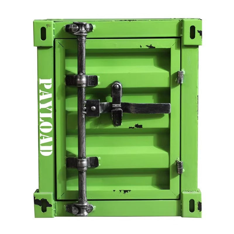 Industrial Iron Container Nightstand 2-Cabinet