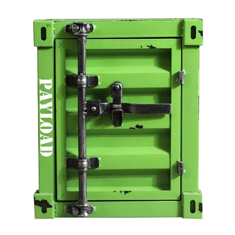 Industrial Iron Container Nightstand 2-Cabinet