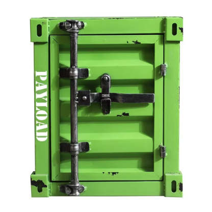 Industrial Iron Container Nightstand 2-Cabinet