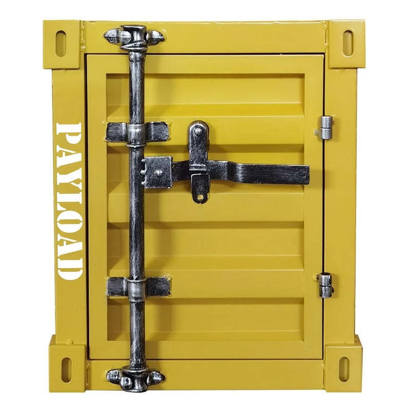 Industrial Iron Container Nightstand 2-Cabinet