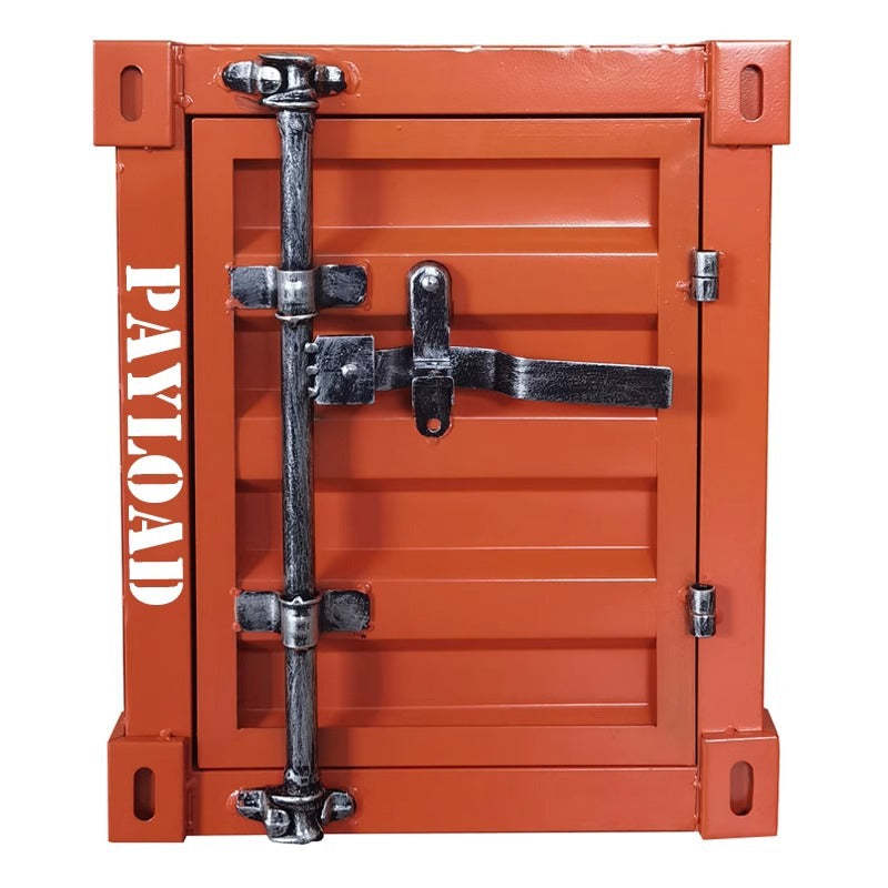 Industrial Iron Container Nightstand 2-Cabinet