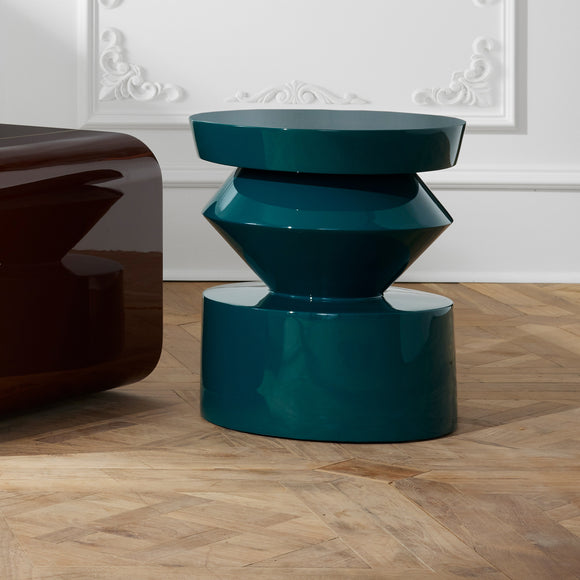Scandinavian Geometric Cylinder Coffee Table — Black