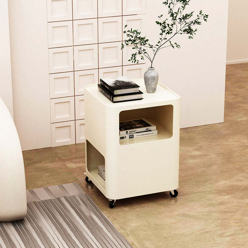 Nordic Iron Tray Rolling 2-Cabinet Nightstand — Black
